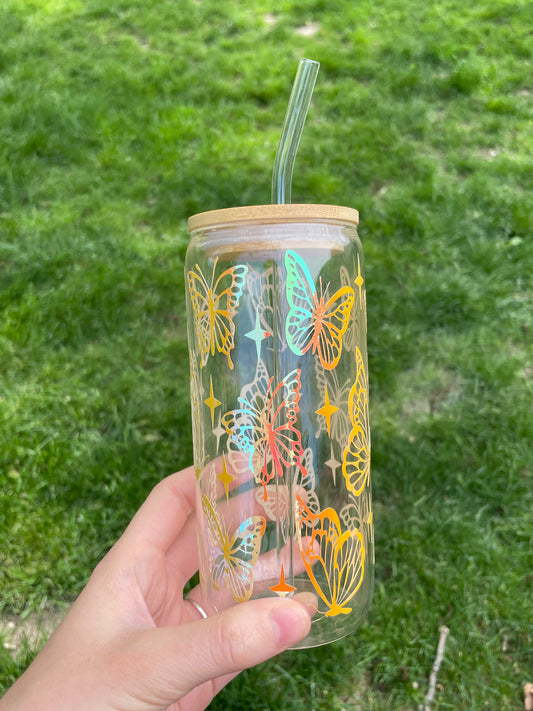 butterfly glass cup
